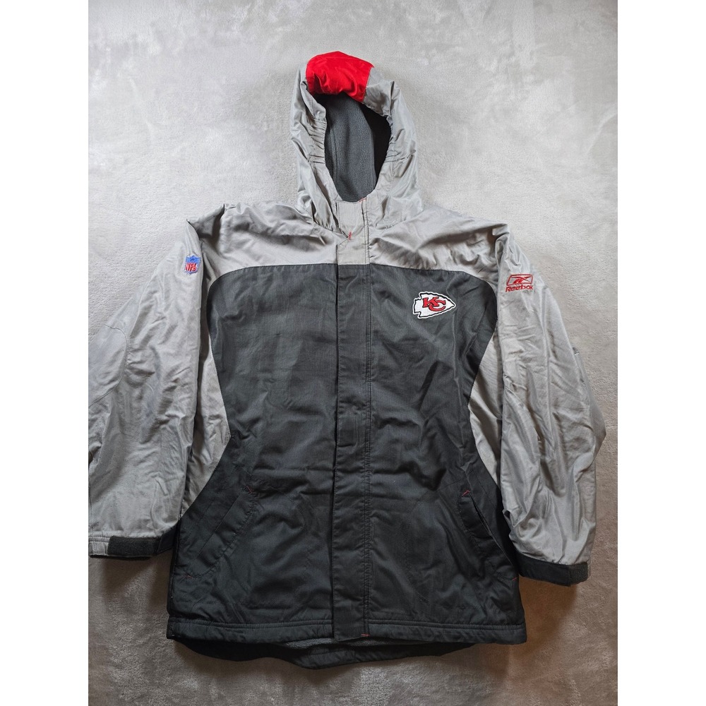Kansas City Chiefs Coat Jacket Kids‎ XL 18-20 Full Zip Hooded Reebok On Field
